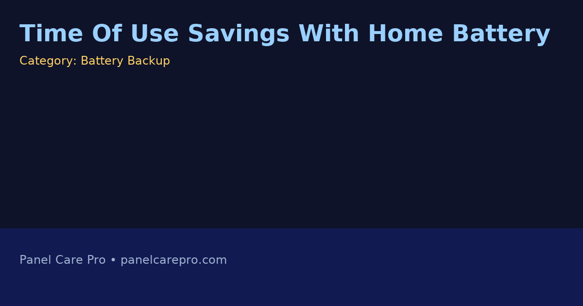 Time Of Use Savings With Home Battery